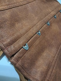 Women's corset with laces, metal hooks and flexible boning, brown.XL