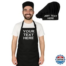 PLACE4PRINT Personalized Chef Name Embroidered Apron and Hat Set