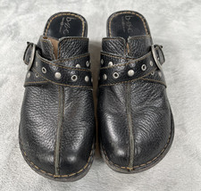 b.o.c Born Karley Belted Black Grained Leather Clogs Mules Womens 9 Comfort