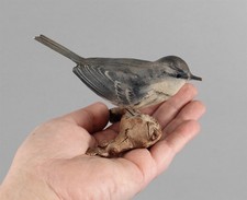 Vintage Signed PETER PELTZ Miniature Carved Painted Wood PYGMY NUTHATCH Bird