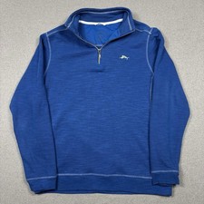 Tommy Bahama Relax Fit 1/4 Zip Pullover Sweater Men  s Medium Blue Preppy