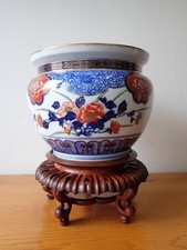 Japanese Imari planter jardiniere pot with stand