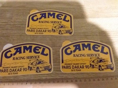 3 alte Aufkleber Camel Racing Service Paris Dakar 90 Peugeot Talbot Sport