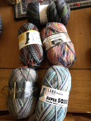 Lot 5 skeins REGIA  Opal  Cascade  +Washable Wool Sock Yarn