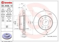 2X Brembo Bremsscheibe 09.A458.10 FüR CitroËN Passend FüR Fiat Peugeot