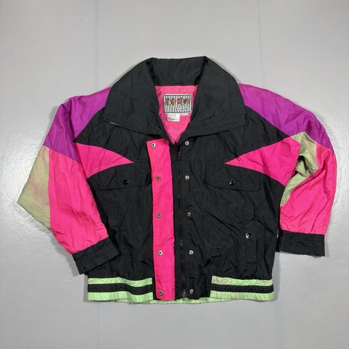 Vintage East West Retro Color block Windbreaker Womens Small Colorful 80s Jacket