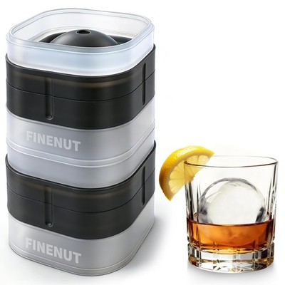 FINENUT Easy Release Ice Ball Maker Mold, 2 Pack, 2.5 Inch Standard, Black