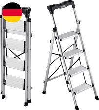 VEVOR Trittleiter 4 Stufen, Klappleiter Mit Anti-Rutsch-Stufen & Komfortablem Ha