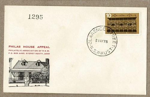 Australia 1975 Philas House Appeal FDC Cover 10c stamp Perforated PHILAS