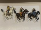 3 Vintage Cast Iron Indian On Horseback Toy Figures — photo 1