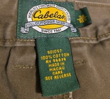 Cabelas Outdoor Gear, SZ-34 Men, Working Pockets, Olive Green Shorts 100 Cotton