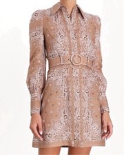 Zimmermann Linen Heathers Bandana Shirt in Bandana Brown Paisley  Mini Dress 1