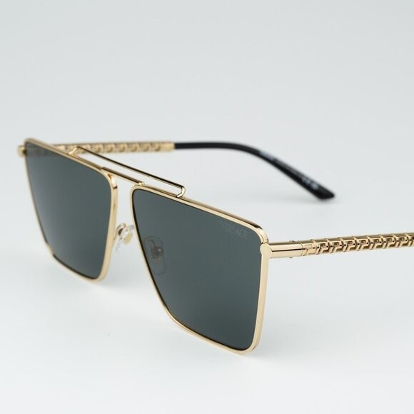 Versace VE2266 64mm Oversize Pillow Sunglasses Gold Frame Dark Grey Lenses New thumbnail 9