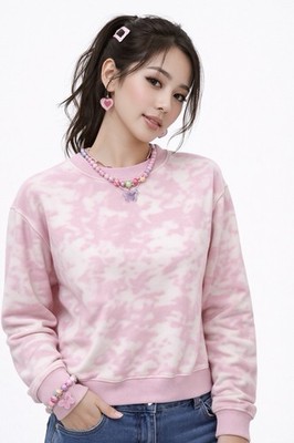 H&M Girls Pink Tie Dye Pullover Sweatshirt Crew Neck Long Sleeve Size S 11-12