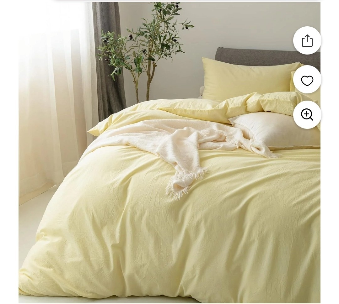 Light Yellow Cotton Duvet Cover with buttons in  king, Queen and other size.