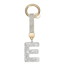 Initial Keychain for Women, Cute Sparkly Rhinestone Key Chains White Letter E