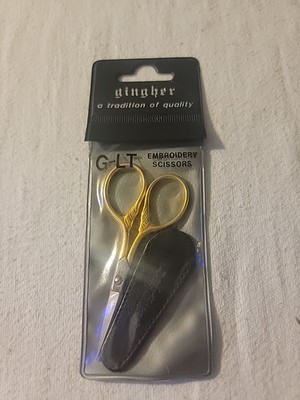 Gingher 3.5 Inch Gold-Handled Lions Tail Embroidery Scissors 01-005870