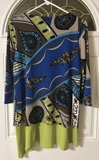 Eva Varro Tunic Sz M Multi Color 3/4 Sleeve