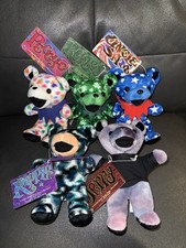Vtg Grateful Dead Bean Bear Plush Lot Liquid Blue Sam Ripple Jerry Peggy Reuben