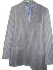 LAUREN Ralph Lauren Blazer Navy Blue Pinstriped Wool Jacket, 38R