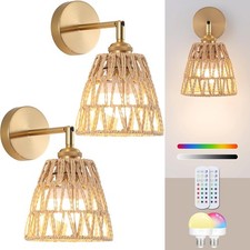 Vloitgol Battery Operated Wall Lights Set of 2, Gold USB Rechargeable Wall Light