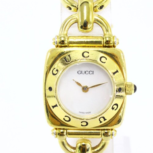 GUCCI watch Horsebit 6400L Shell Dial Quartz Gold Bracelet Vintage From Japan - Picture 6 of 12