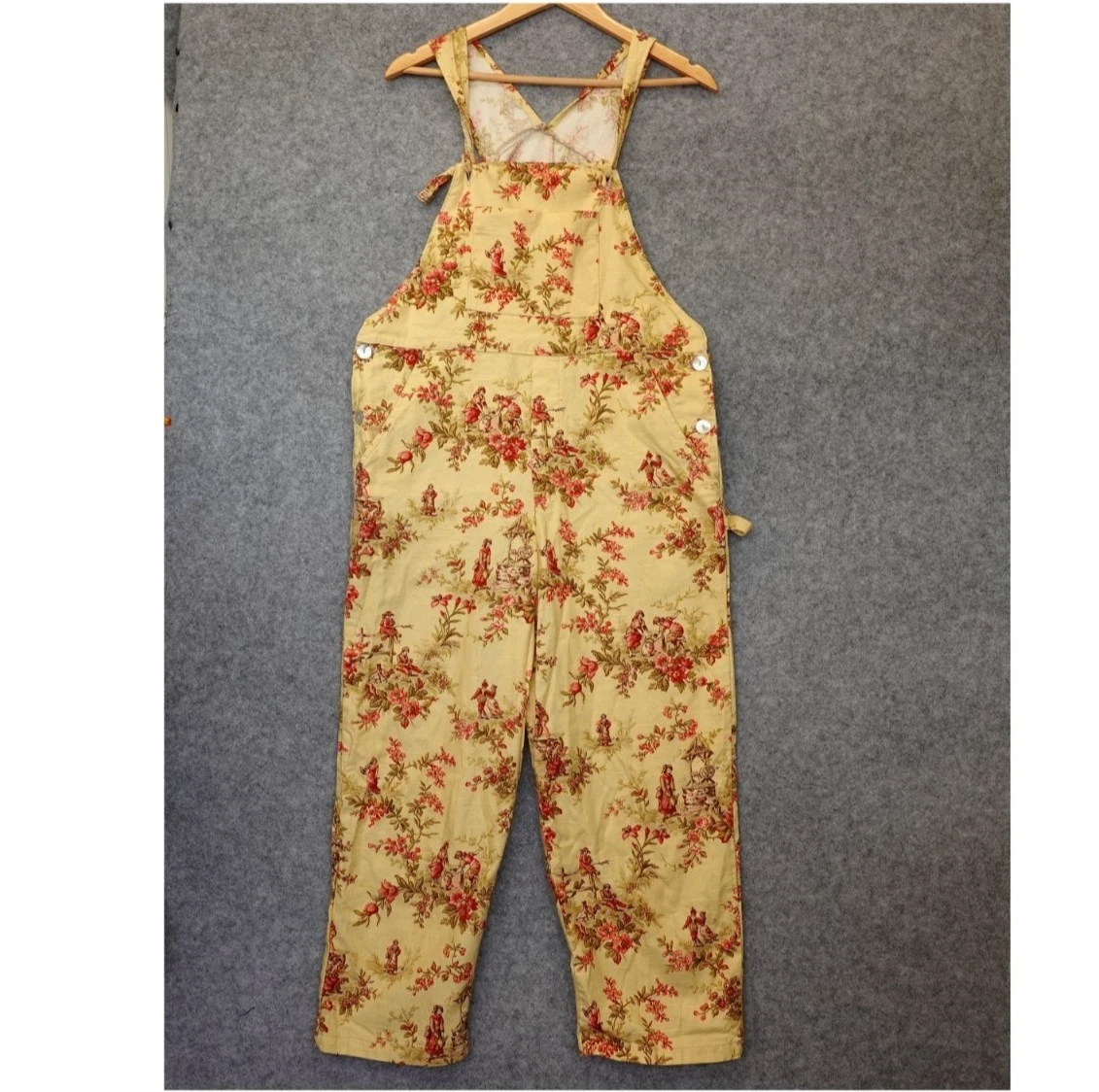 Vintage Floral Bib Overalls Womens S Yellow Butter Toile Cottagecore USA 37x29
Opens in a new window