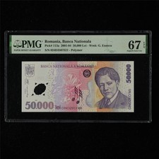 2001-04 Romania Banca Nationala 50000 Lei Pick#113a PMG 67 EPQ Superb Gem UNC