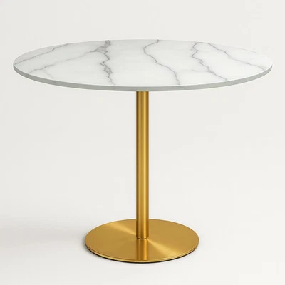 AHD AMAZING HOME DESIGN Tavolo Goblet rotondo 80cm effetto marmo dorato stile classico Monika