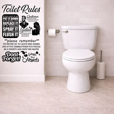 Toilet Rules Quote Wall Stickers – Funny Bathroom Vinyl Decals Home Decor