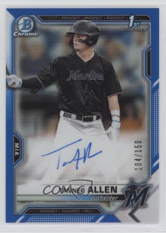 2021 Bowman Draft Chrome Pick Blue Refractor /150 Tanner Allen #CDA-TA Auto 08vx