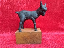 Belle, vieux Metal Figurine, Chevreau, Fer sur Socle en Bois