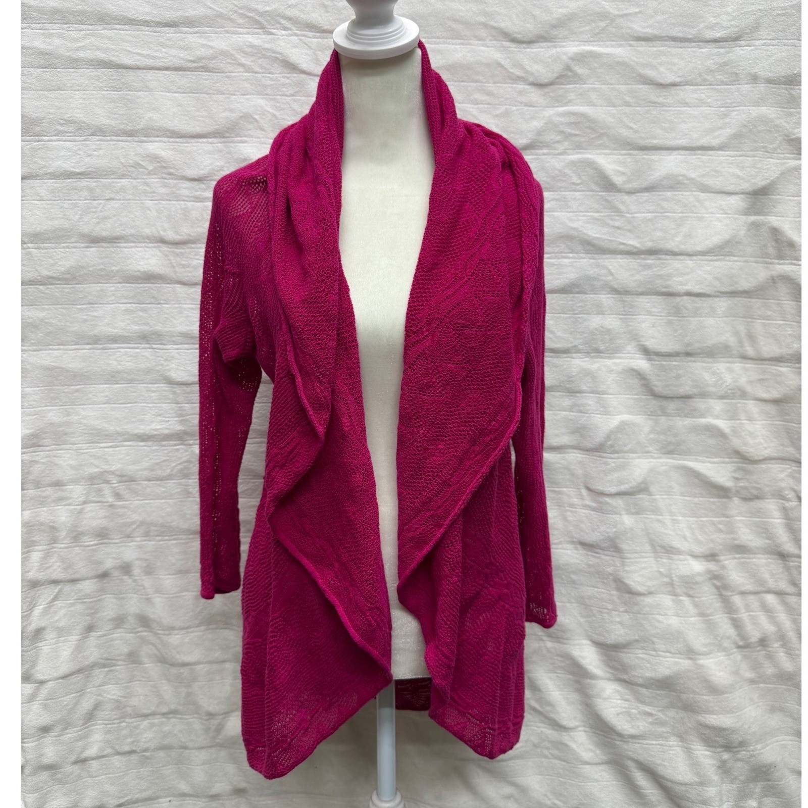 Lauren Ralph Lauren Pink Knit Open Front Cardigan Sweater Size L