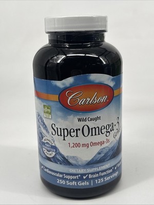 Carlson Super Omega-3 ,1200 mg Omega-3s, Wild Caught,  250 softgels