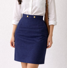 Vintage ILGWU Navy Rayon Pencil Skirt Sz XS/S Union Made USA Heritage 70s 11/12