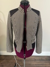 New White House Black Market Houndstooth Moto Blazer Jacket Fall 4 Small