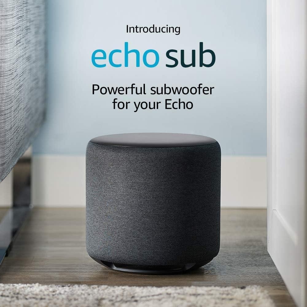 Amazon Echo Sub - Powerful Smart Subwoofer - Deep Bass - Charcoal