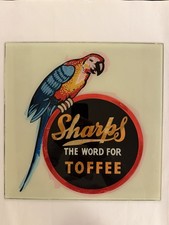 Original 1940s Sharps Toffee Reverse Painted Glass Advertising Sign Parrot 35cm