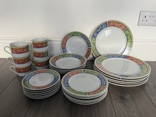 Vintage Set of 6 Tienshan Colours for Life Dinner Plates, Bowls And Mugs