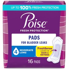 Incontinence Pads for Women, Moderate Absorbency, Long Length, 16 Count