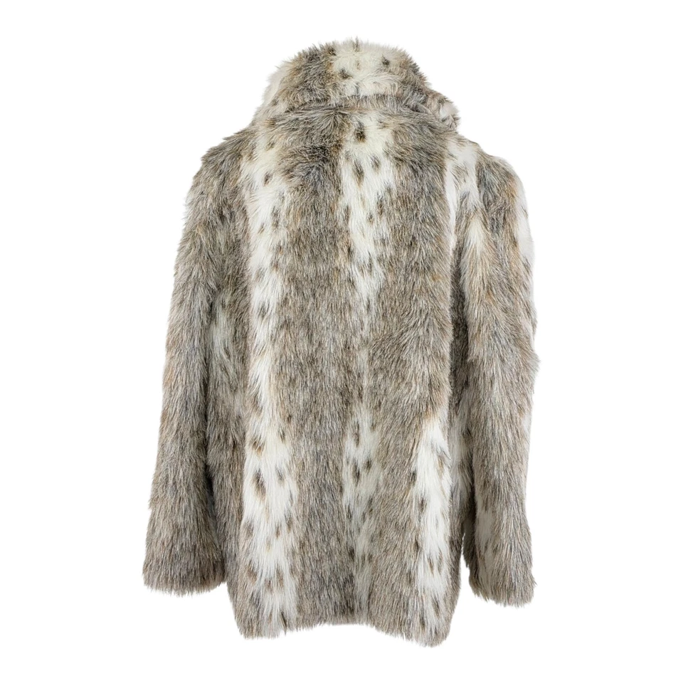 Abrigo Hollywood Glam Giorgio Parnucci Leopardo de las Nieves Imitación Piel Mujer 3X Gris... Foto 2 de 4