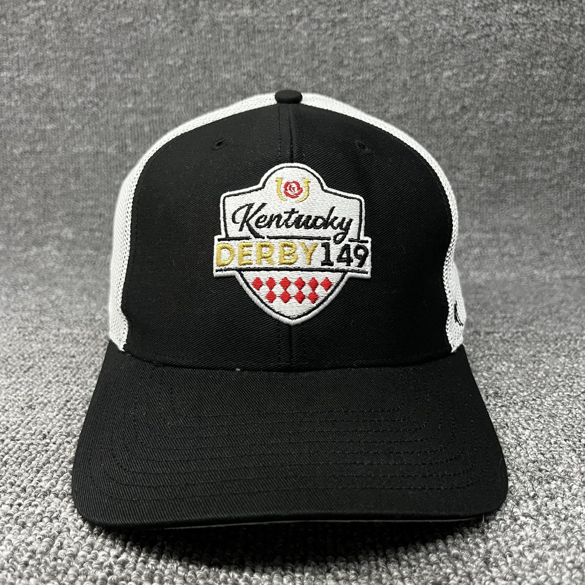 Kentucky Derby 149 '47 Brand Trucker Hat Stretch Fit Black White Mesh Cap NEW
