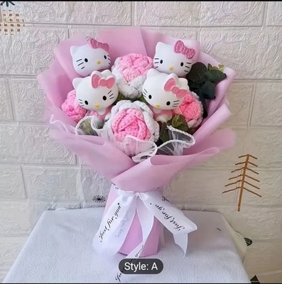 Cute Hello Kitty Plush Rose Bouquet Perfect Gift for Birthdays,  Mother'S Day
