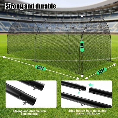 20FT Or 30FT Baseball Batting Cage Net With Frame - Backyard Practice Net For Hitting & Pitching