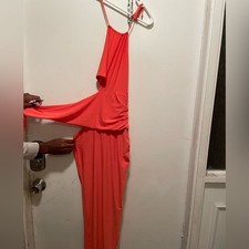 Vibrant Coral One-Shoulder Dress