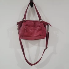 The Sak Purse Red Leather Double Handle Crossbody Bag Zippered Boho