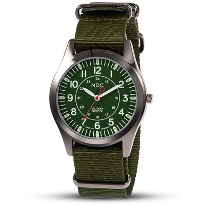 Infantry MDC Mens Military Watch, Tactical Field Watch for Men, Gents Green 