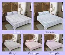 Indian Handmade Cotton Bedsheet With 2 Pillow Cover Mandala Sheet Jasmine Design