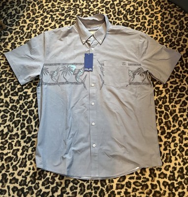 NWT HUK FISHING SS Kona Marlin Print Shirt  
