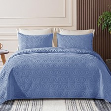 Whale Flotilla California King Quilt Set - Soft Bluish Grey, Oversized Bed